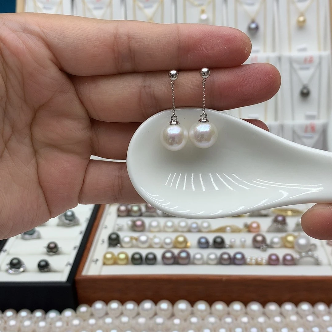 银S925镶嵌耳饰淡水珍珠