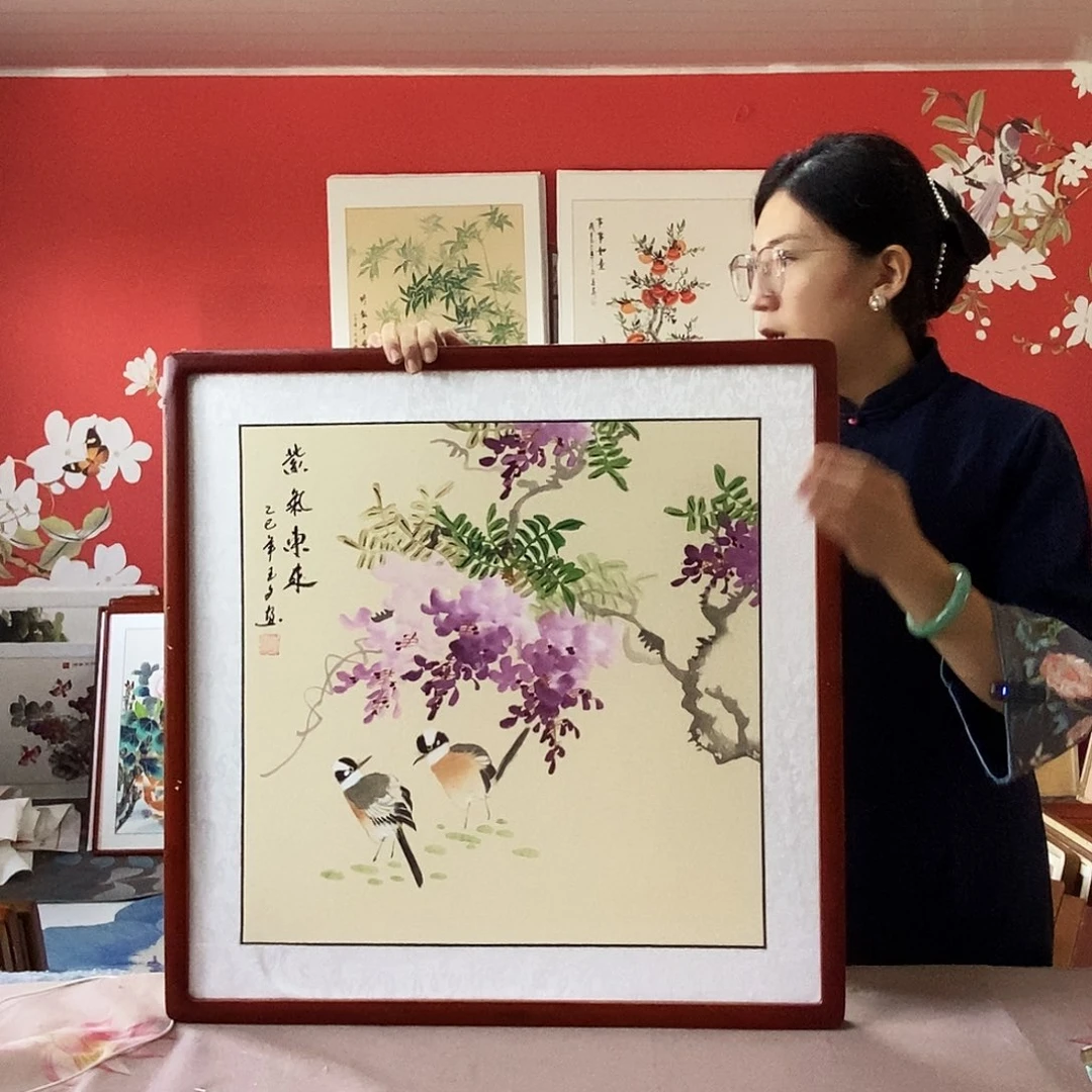 国画手写手绘带框包邮62✖️62国画作品