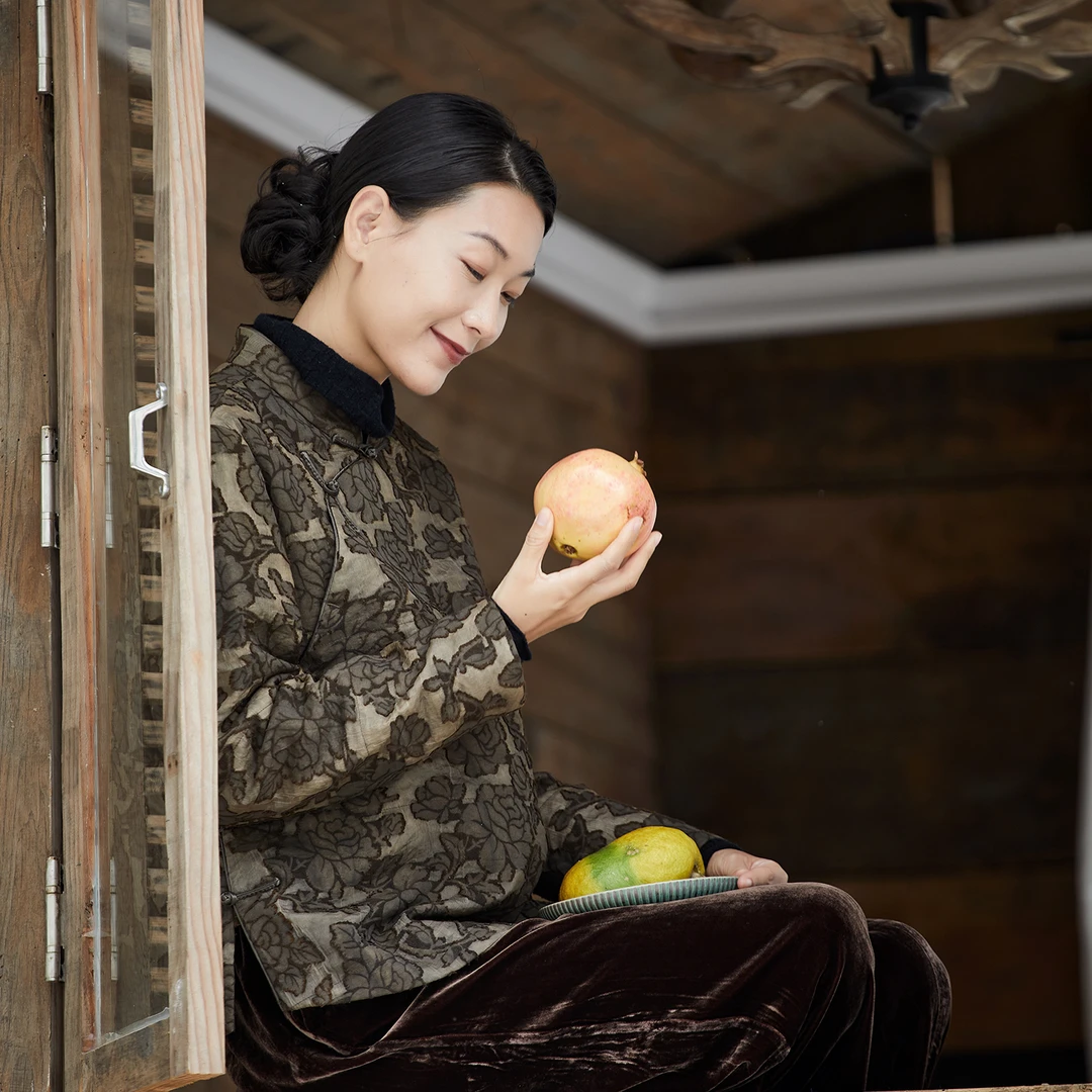 布小匠原创设计剪花脏染夹棉外套棉衣女2025新款冬季新中式棉服