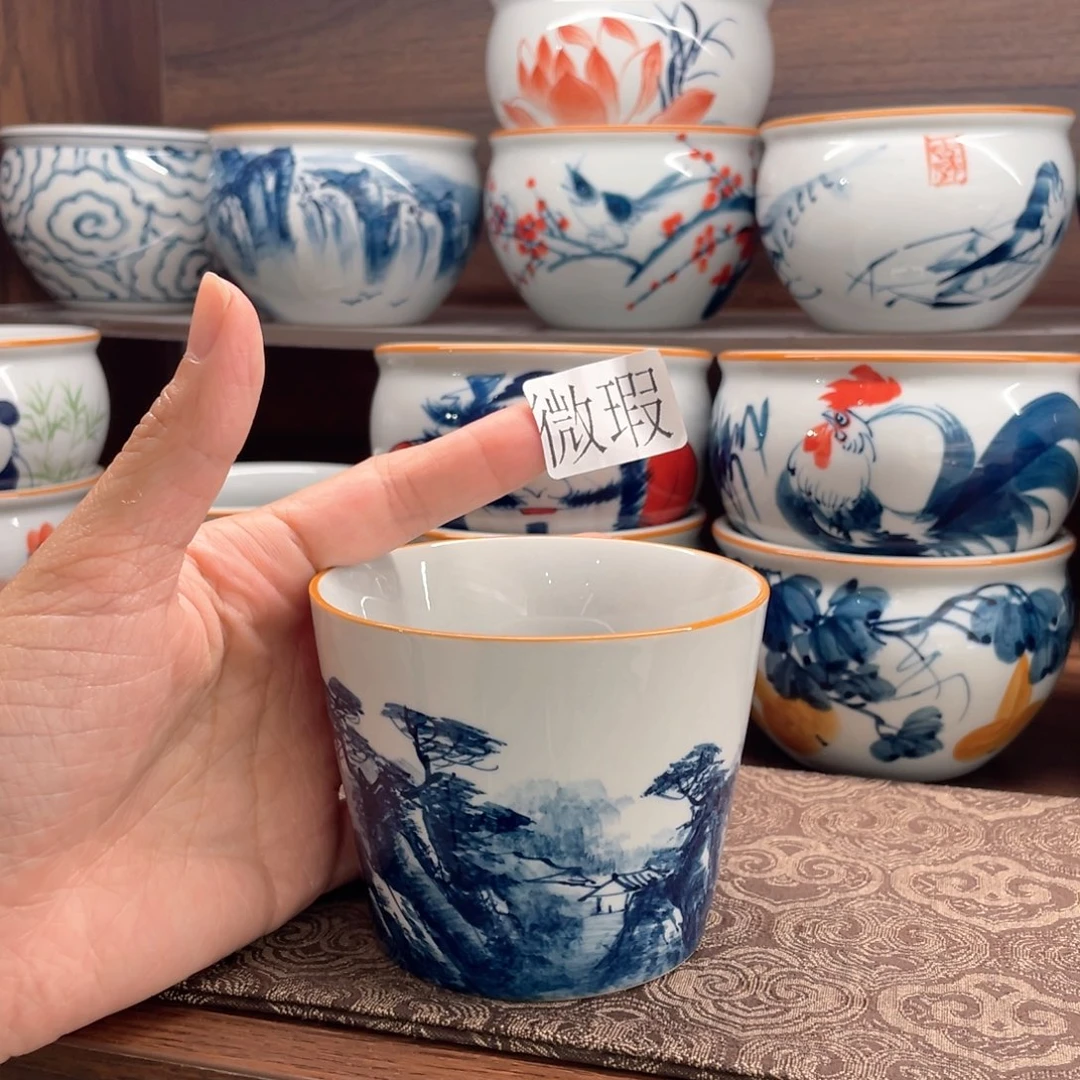 釉下手绘茶具微瑕