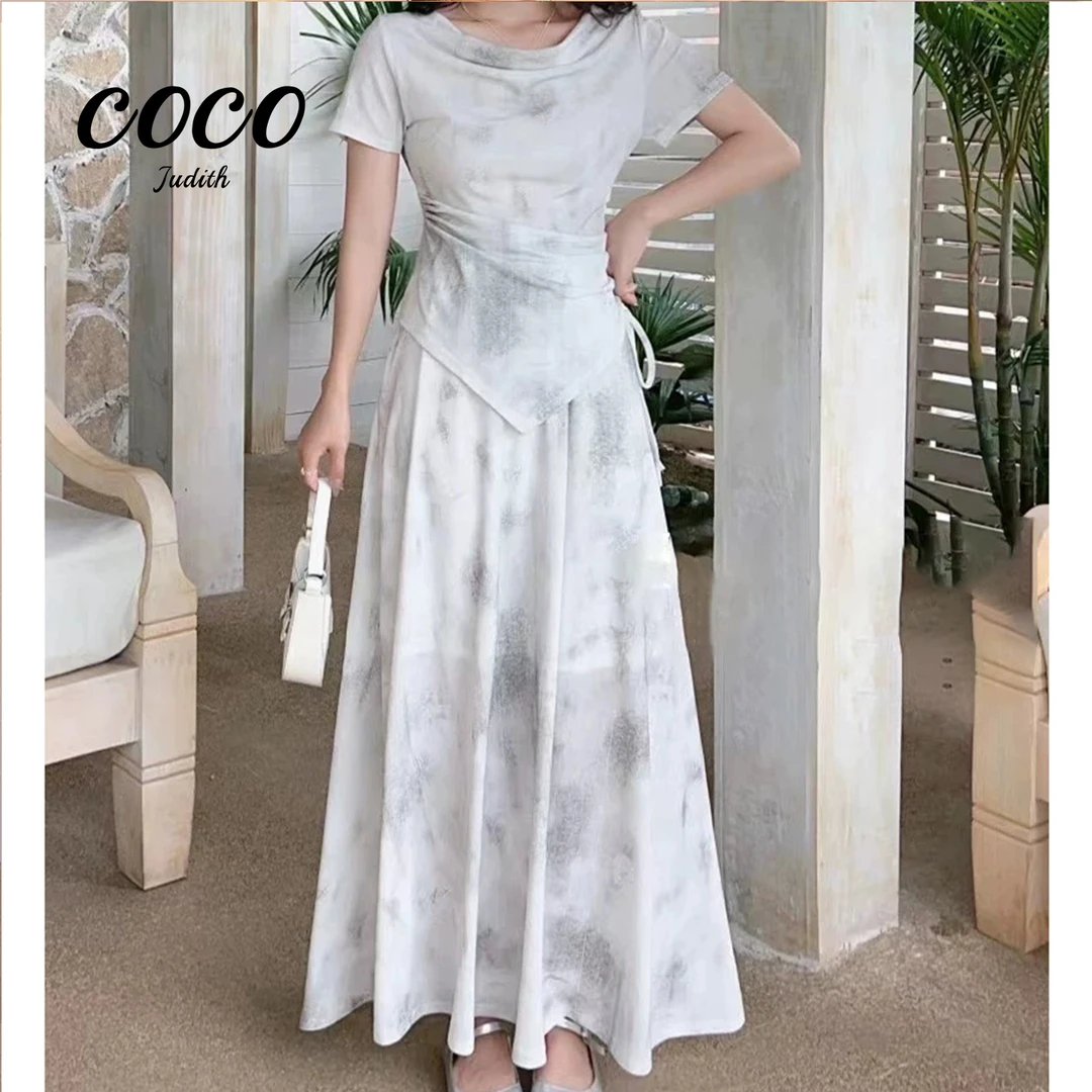 【RG5720】2025新款时尚气质百搭小众显瘦碎花收腰套装