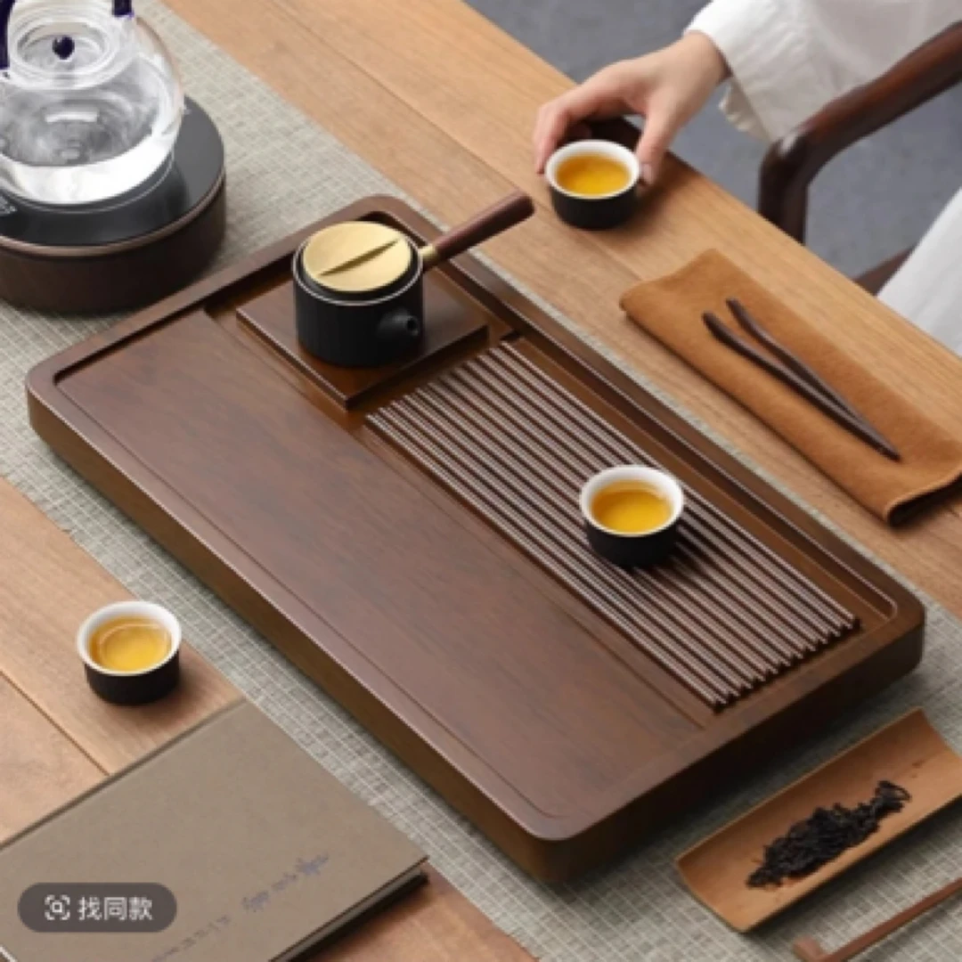 实木家用长方形茶盘大号沥水干泡托盘办公室桌面简约功夫茶具茶海
