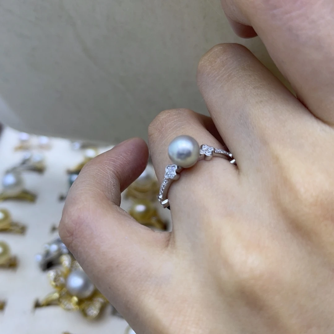 银S925镶嵌海水珍珠戒指