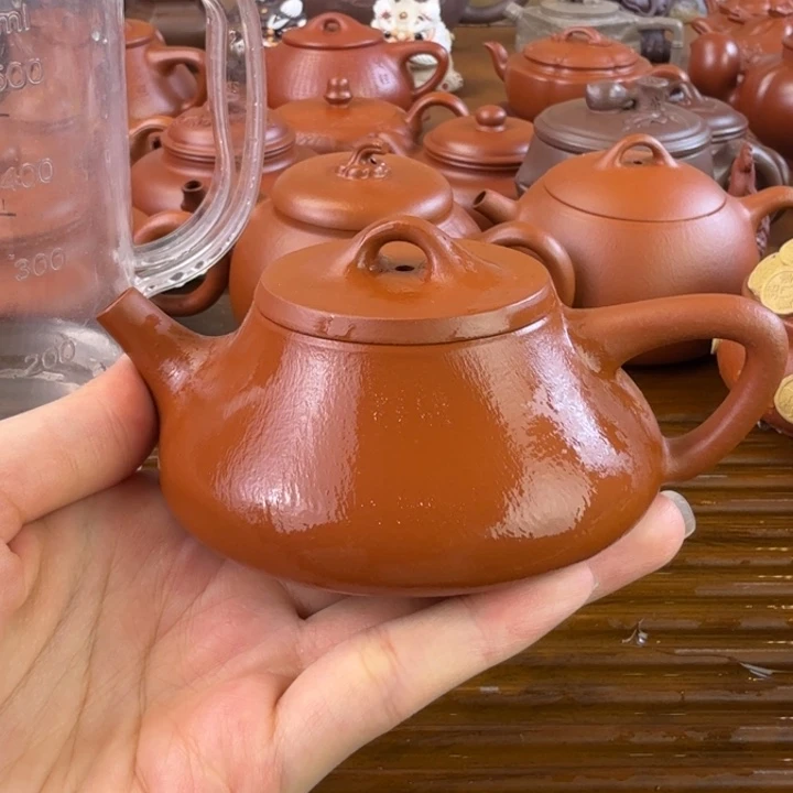 紫砂茶壶朱泥全手文瓢120毫升