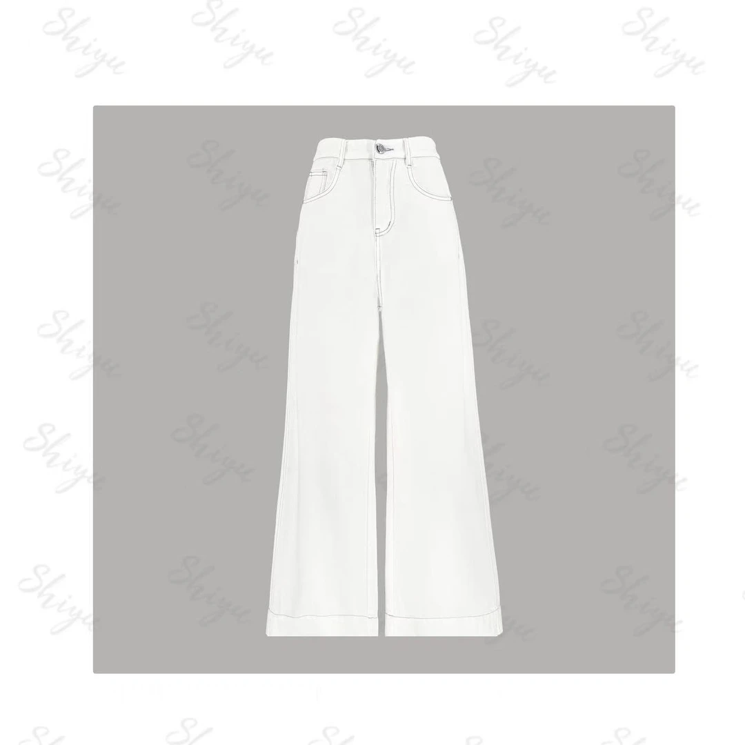 【SHI YU】2025春季设计师款 无弹直筒阔腿轻奢牛仔裤 1522.5