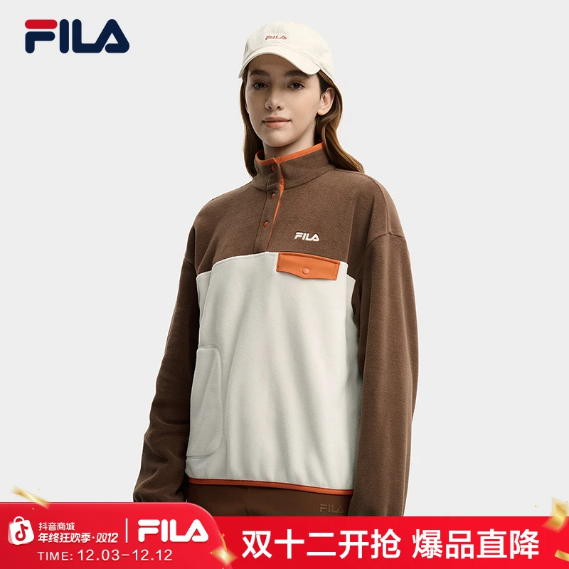 FILA斐乐正品长袖厚款女士卫衣休闲风高领针织套头衫F11W549212F