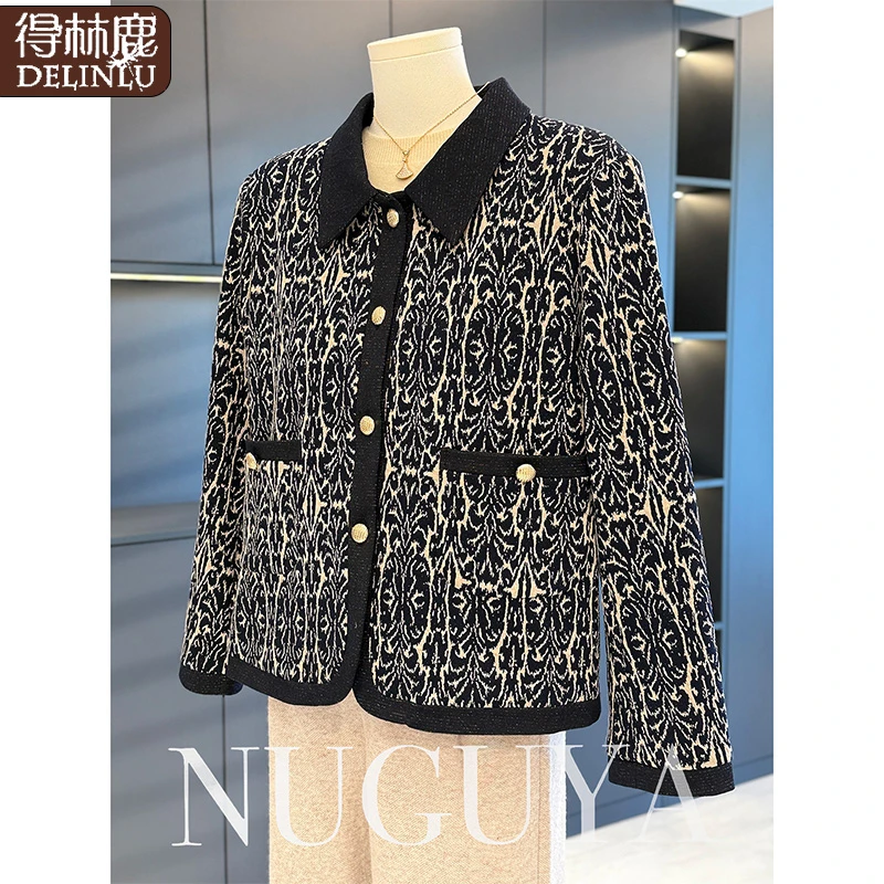 时尚休闲妈妈装外套女翻领2025年秋冬新款上衣气质百搭中老年夹克