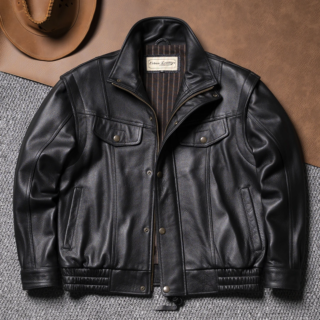 电影老狗包贝尔同款男士真皮皮衣飞行服皮夹克头层牛皮春秋皮外套