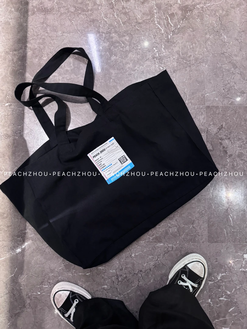 『PEACHZHOU』日系标签托特包休闲通勤百搭大容量手提单肩帆布包