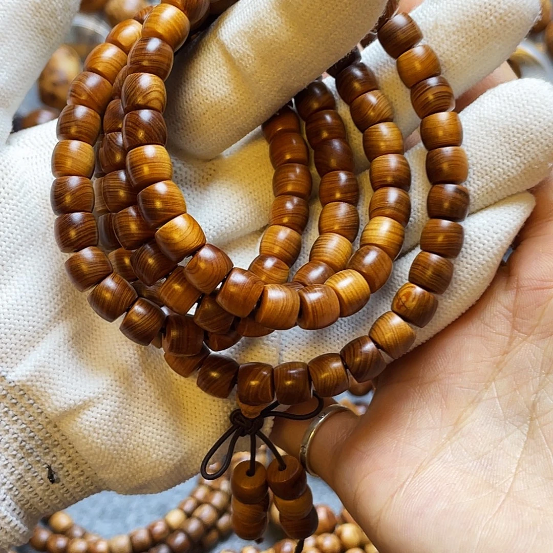 柏木手串/手链太行崖柏7 8陈化黑油骨直切108颗