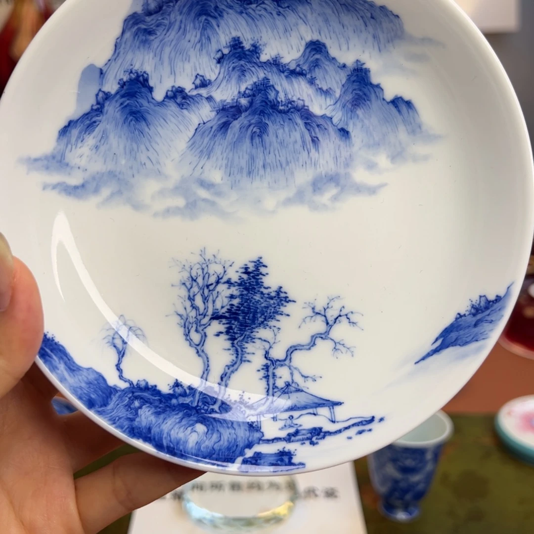 知冬煮雪手工手绘-竹林草堂茶具壶承