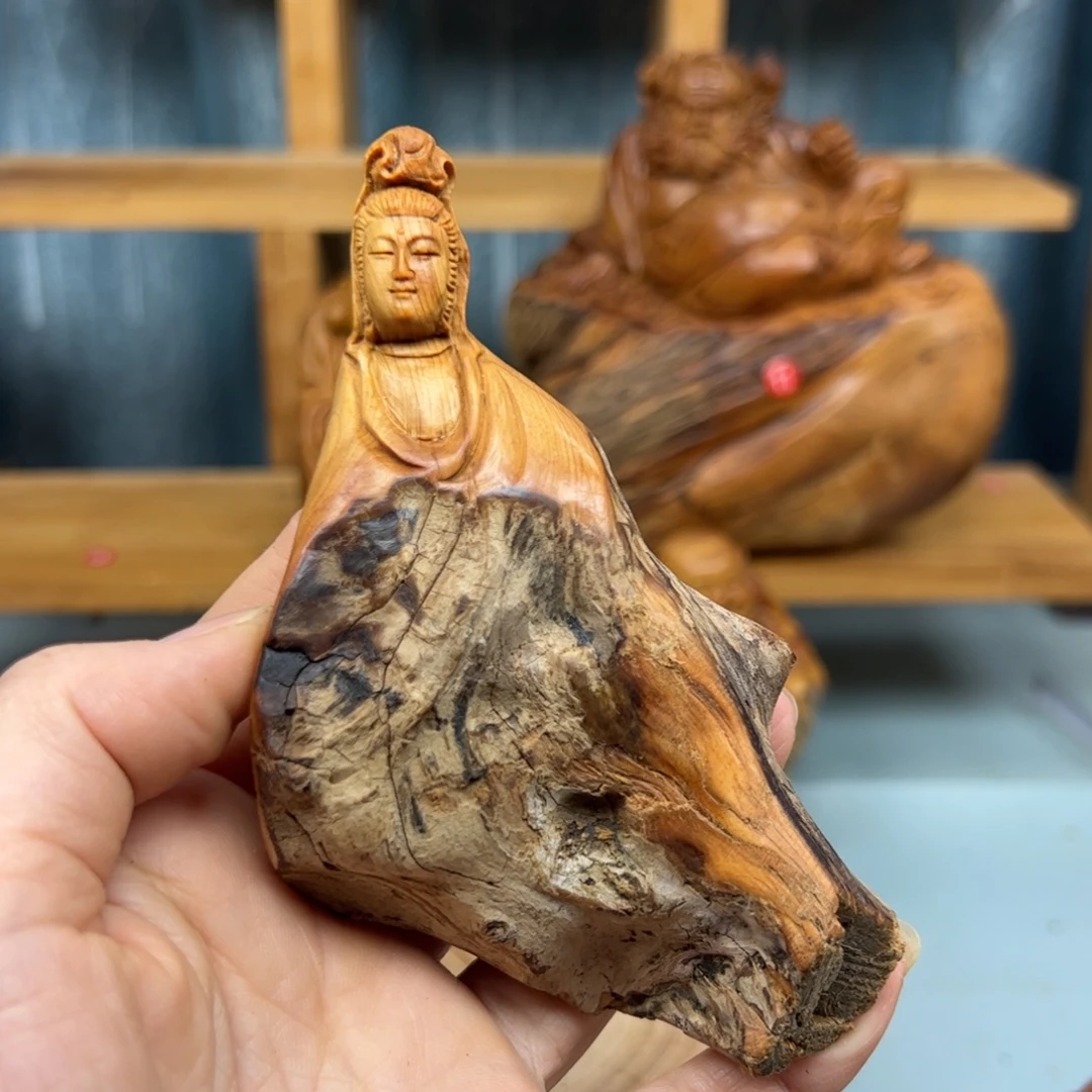 ༺***༻柏木崖柏木摆件手把件