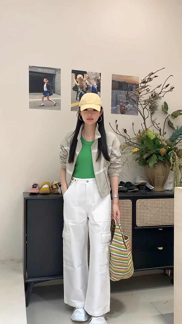 《月姬》2025蓉蓉家春季新款欧货牛仔裤高腰多口袋工装裤宽松直筒裤