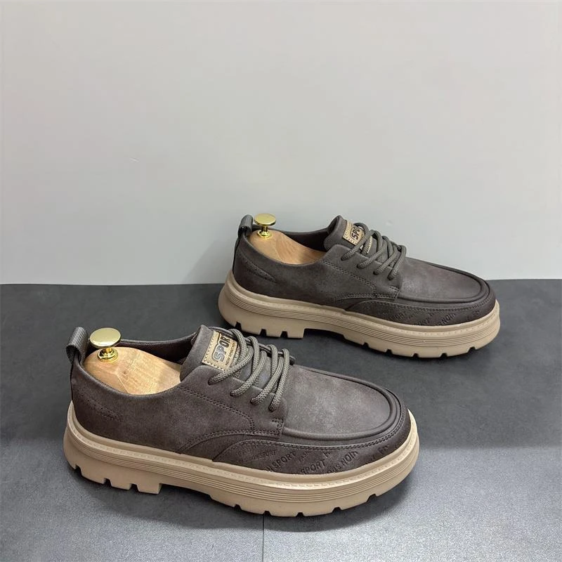 男鞋秋季2025年新款男士覆古风厚底工装鞋轻便户外百搭运动休闲