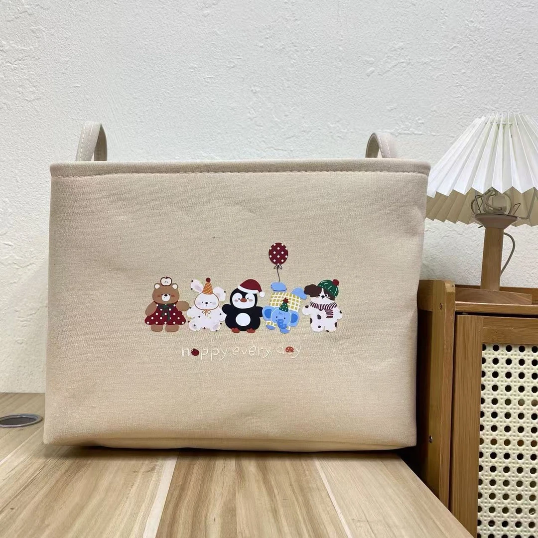 【40X30X30高】加厚40L开口企鹅小熊微瑕可折叠玩具衣服收纳筐卡通