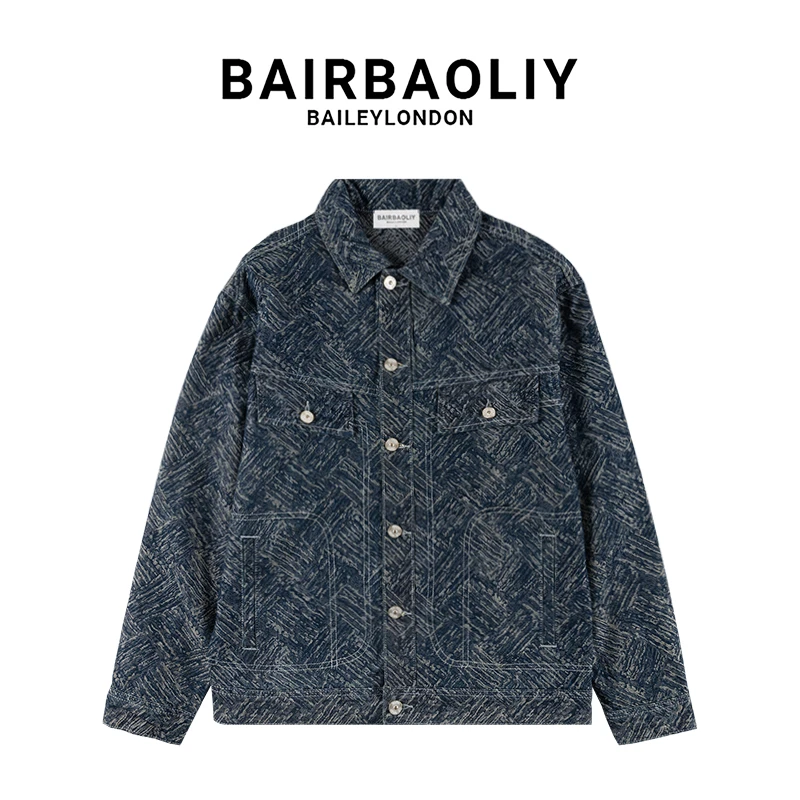 BAIRBAOLIY美式休闲提花牛仔夹克2025春季满印高级轻奢小香风外套