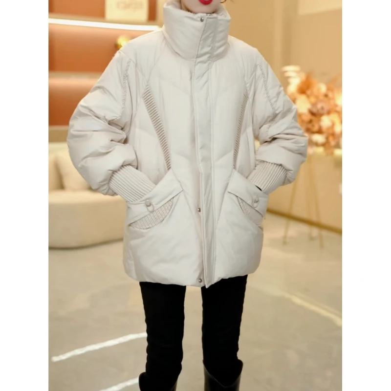 洋气宽松时尚羽绒服2025秋冬新款保暖加厚休闲拼接显瘦短款羽绒服