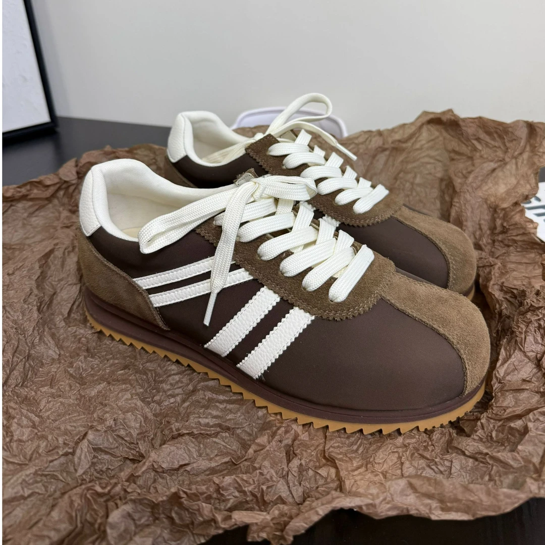 圆头阿甘鞋透气系带夏季复古休闲鞋潮鞋运动鞋职场休闲风