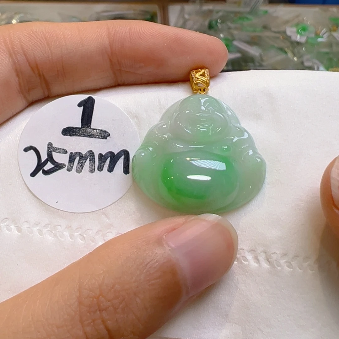 吊坠(不含链)18K金镶嵌翡翠