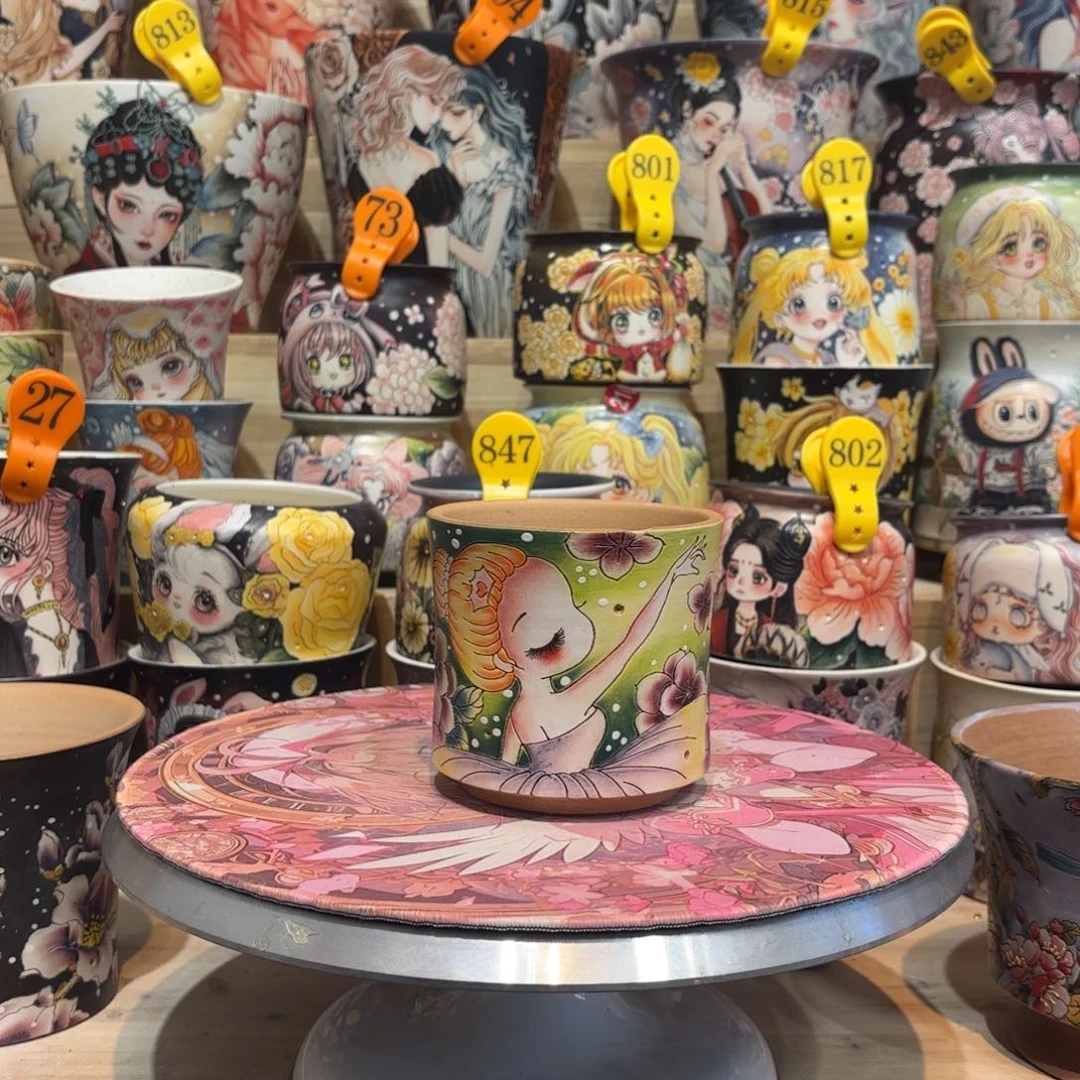 景德镇手绘花盆陶瓷9/10瑕疵