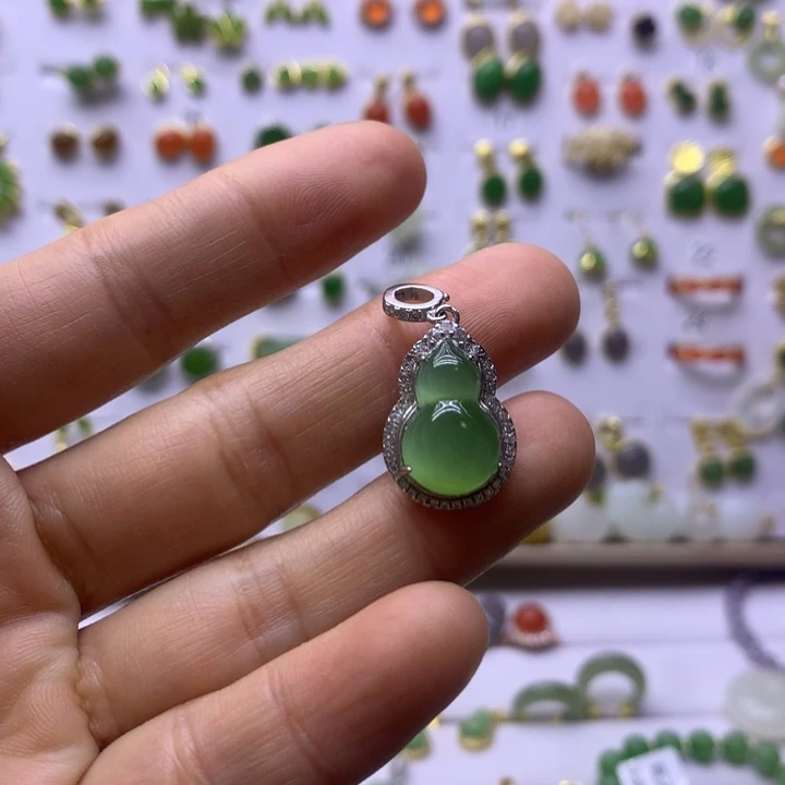 和田玉银S925镶嵌吊坠(不含链)