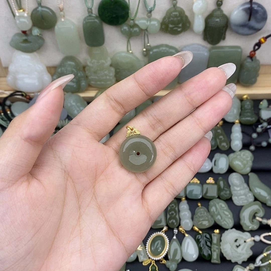 吊坠(不含链)银S925镶嵌和田玉