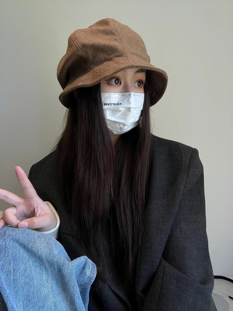大脸显脸小-韩系云朵贝雷帽秋冬文艺复古大头围八角帽素颜百搭帽