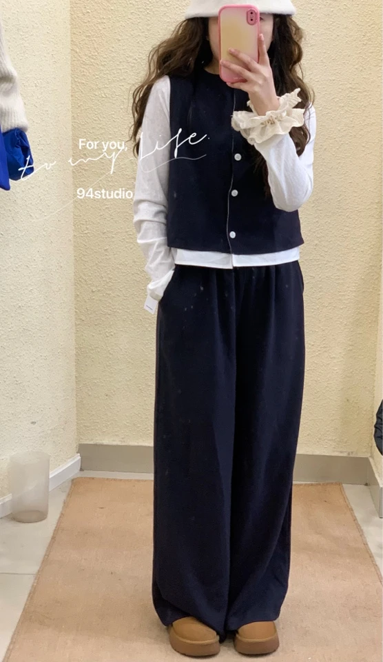 套装马甲➕直筒裤藏青色（不含白色内搭）