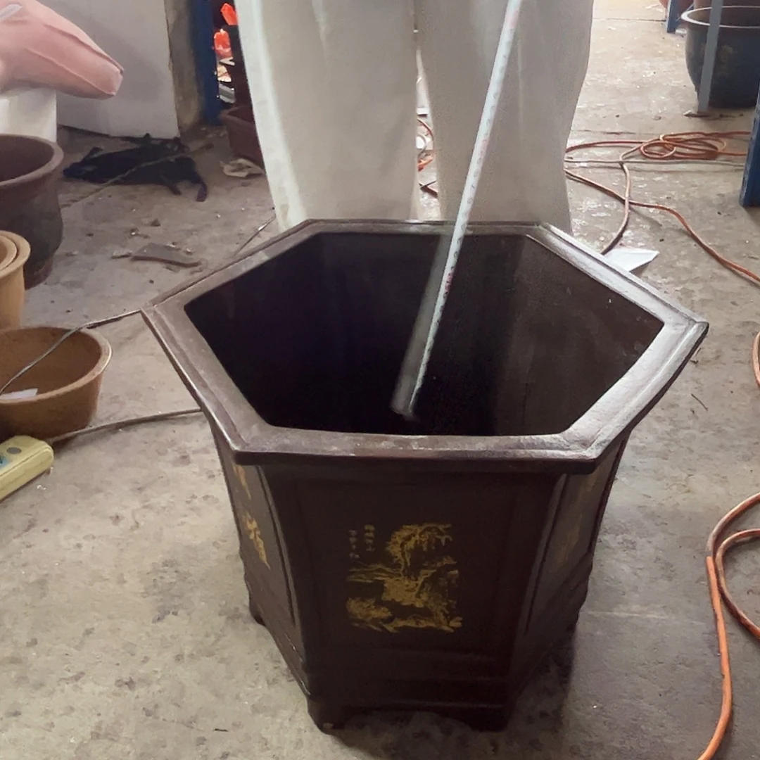 50棕色双线六方花盆花盆花盆