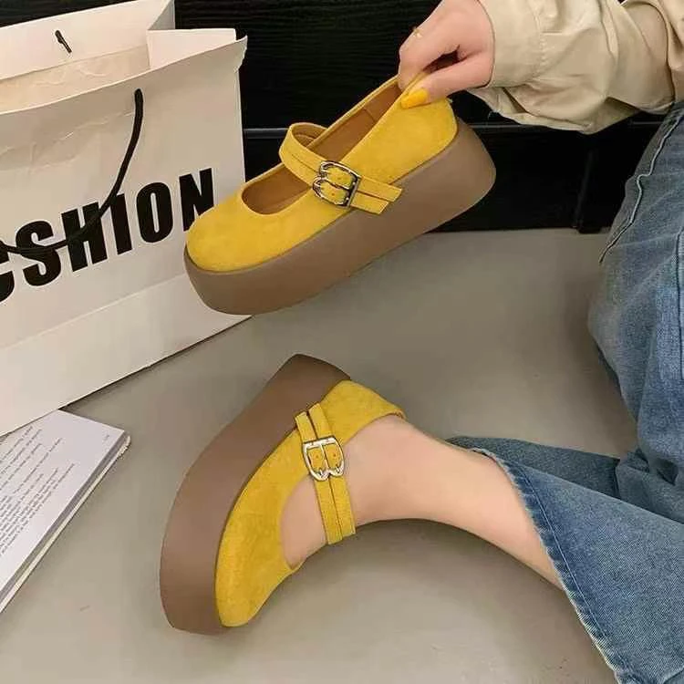 【瑕疵品 无售后服务】8037【向阳花】厚底玛丽珍女鞋季新款法式松糕