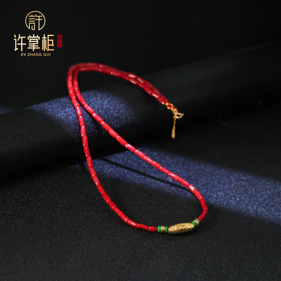 许掌柜｜天然珊瑚竹节珊瑚项链节节高升气质百搭气质优雅经典精致