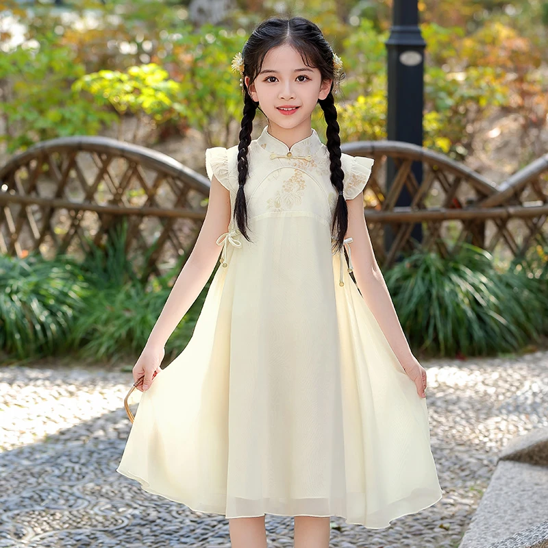 女童夏季连衣裙2025新款洋气女孩国风汉服旗袍裙子公主裙薄款夏装