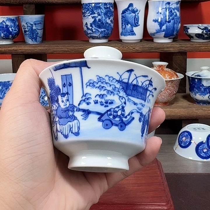 杯现代景德镇陶瓷盖碗