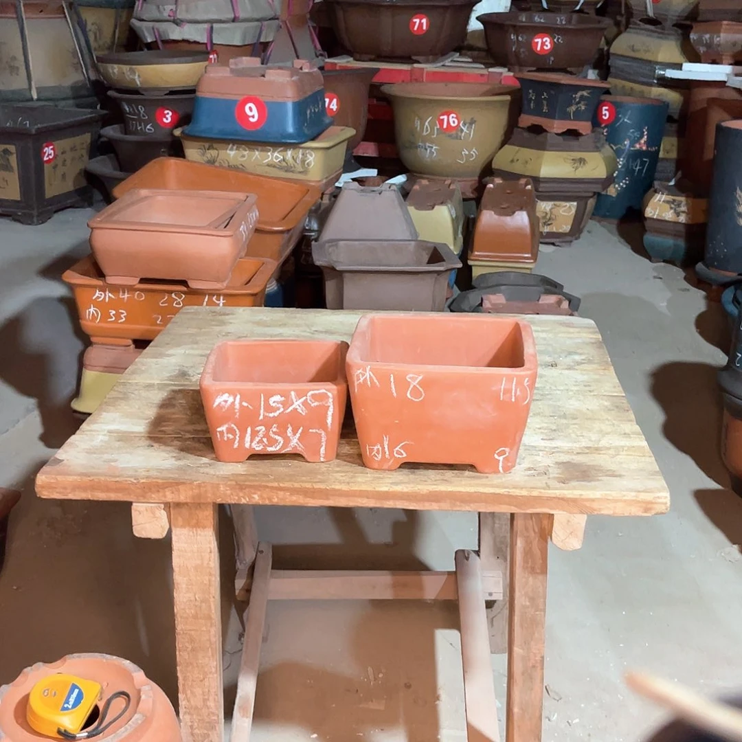 紫砂花盆四方盆两个