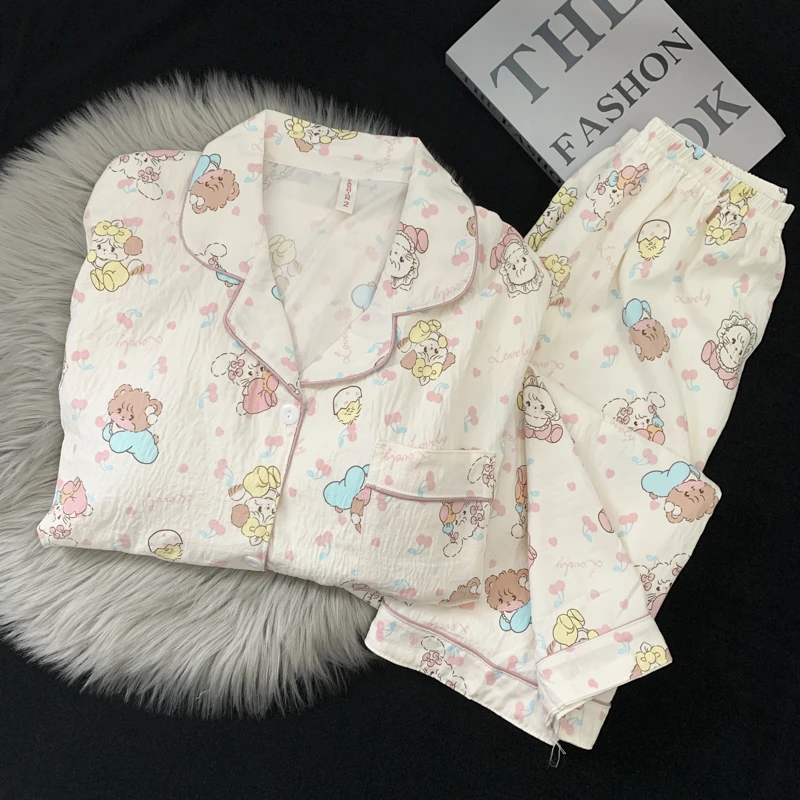 【春秋款特价】断码不加云朵棉长袖长裤女套装ins风甜美透气亲肤