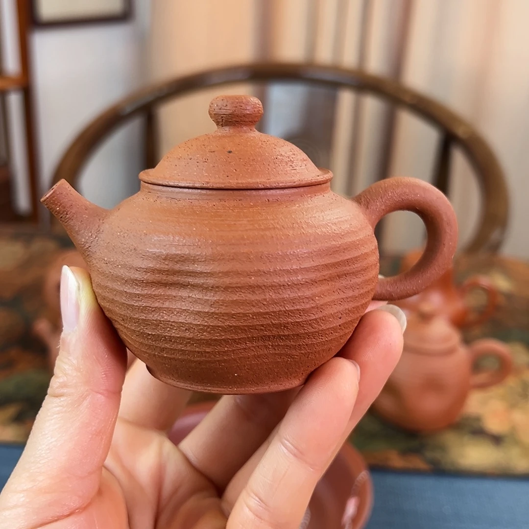 紫砂茶壶精品原矿 巨轮珠 全手工艺手拉壶 鱼籽朱泥 140cc