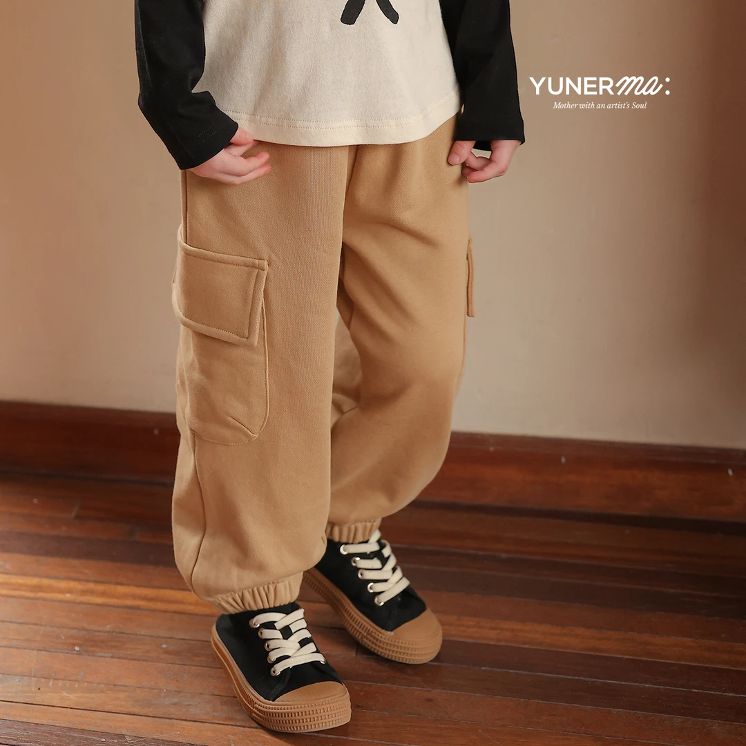 允儿妈女童2024秋季纯棉口袋运动裤宝宝儿童经典洋气休闲卫裤裤子