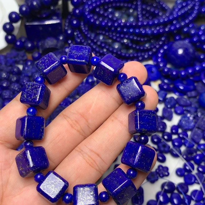 青金石未镶嵌12mm方糖手串