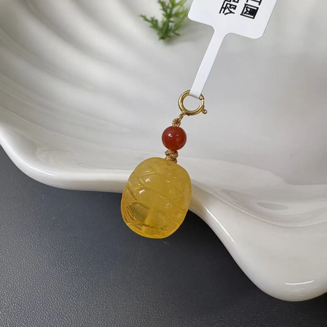 蜜蜡富甲搭南红圆珠S925银配件吊坠约1-1.5g