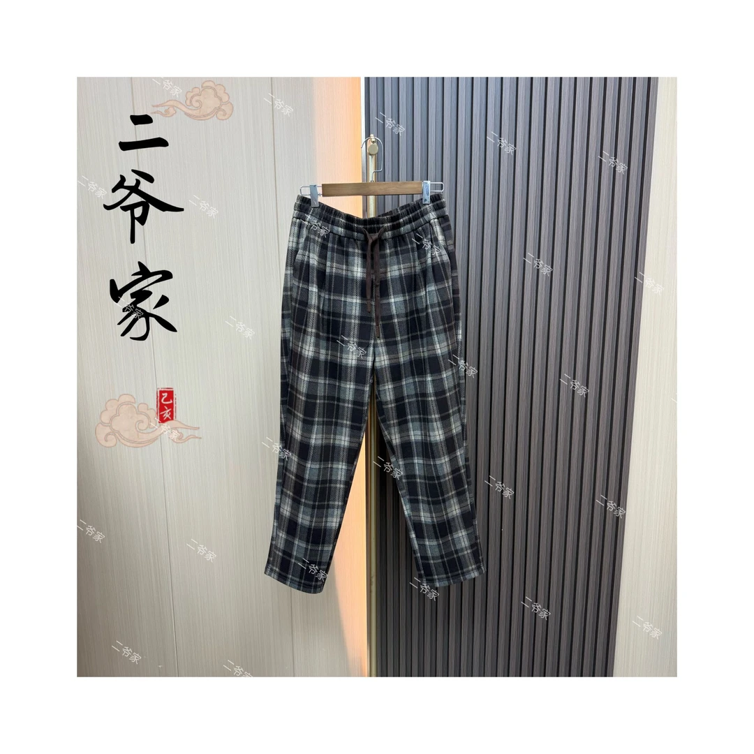 S88021187秋冬休闲百搭抽绳松紧腰经典格子裤