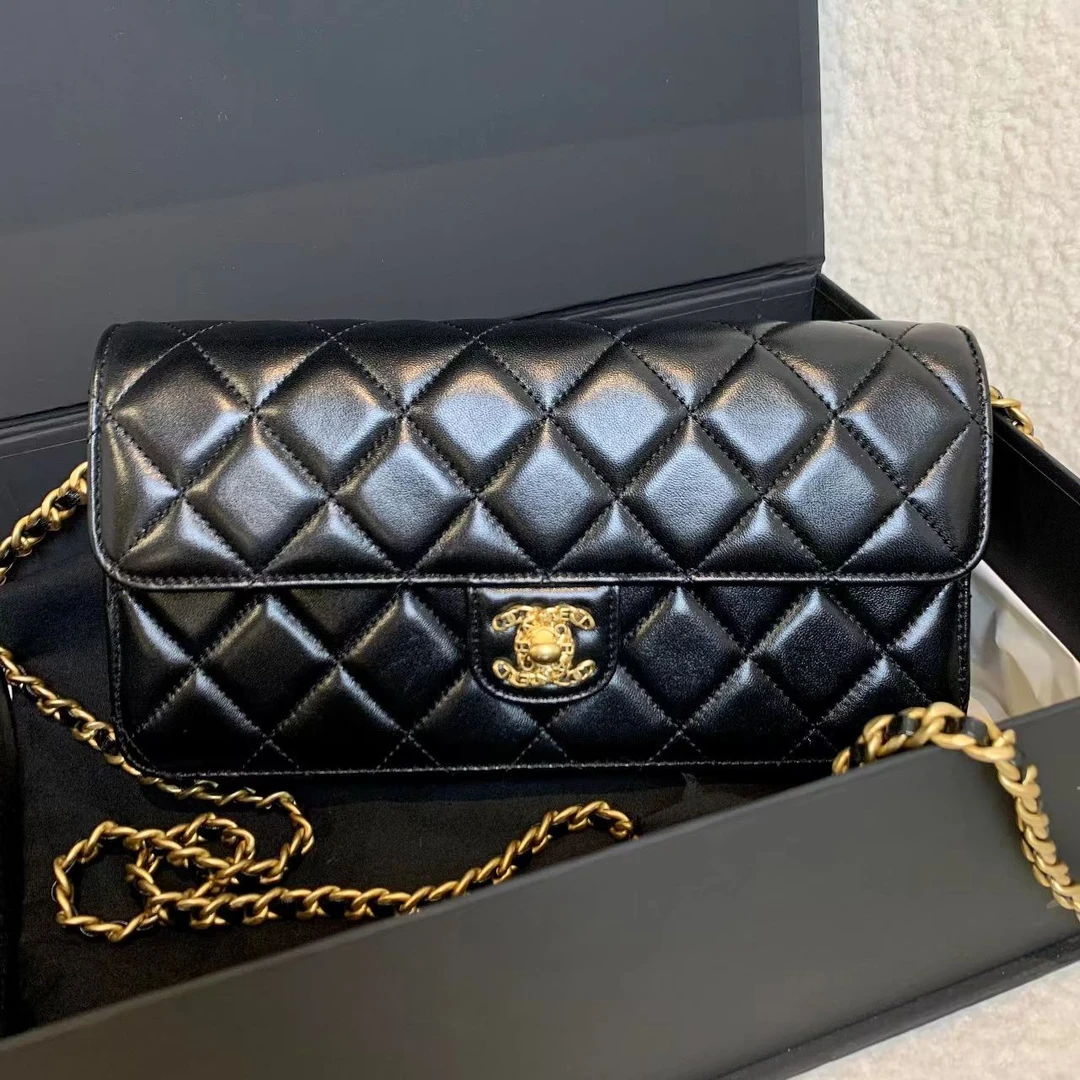 99新 Chanel/香奈儿 壹臻/黑金羊法棍包 47312082