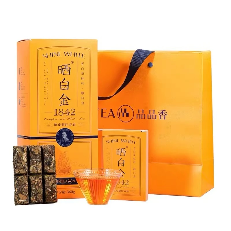 品品香晒白金【1842紧压陈皮寿眉】整盒