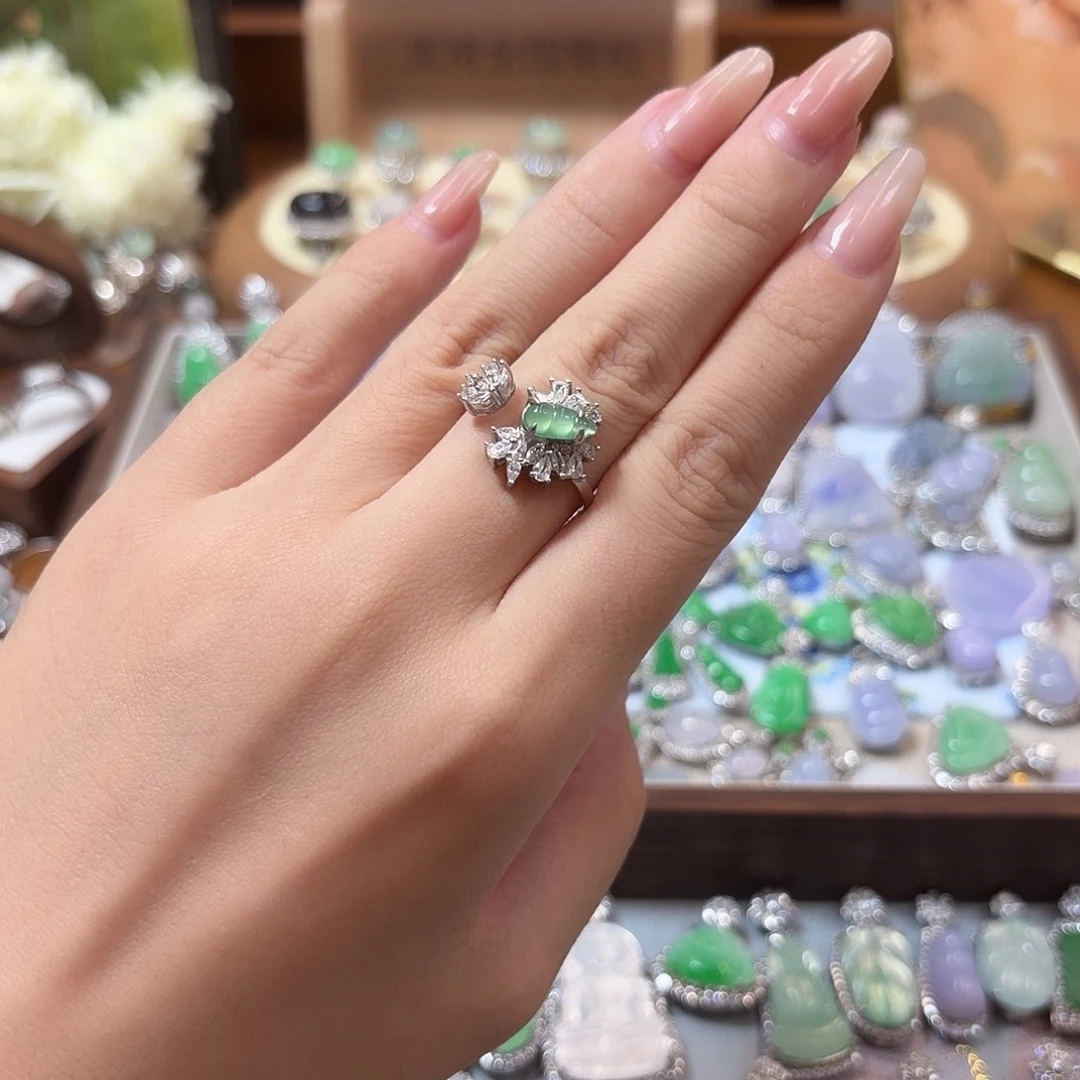 翡翠银S925镶嵌戒指