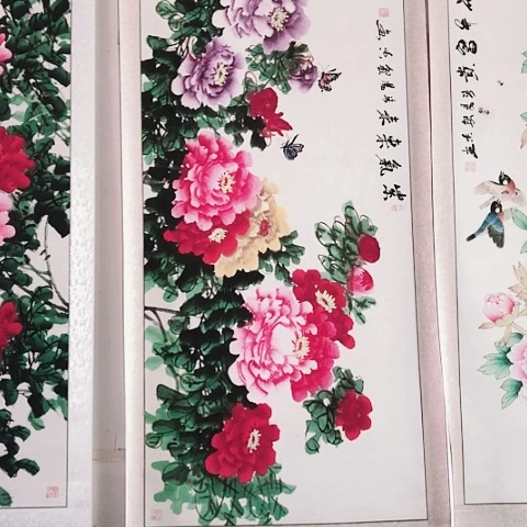 横幅牡丹蝴蝶图案