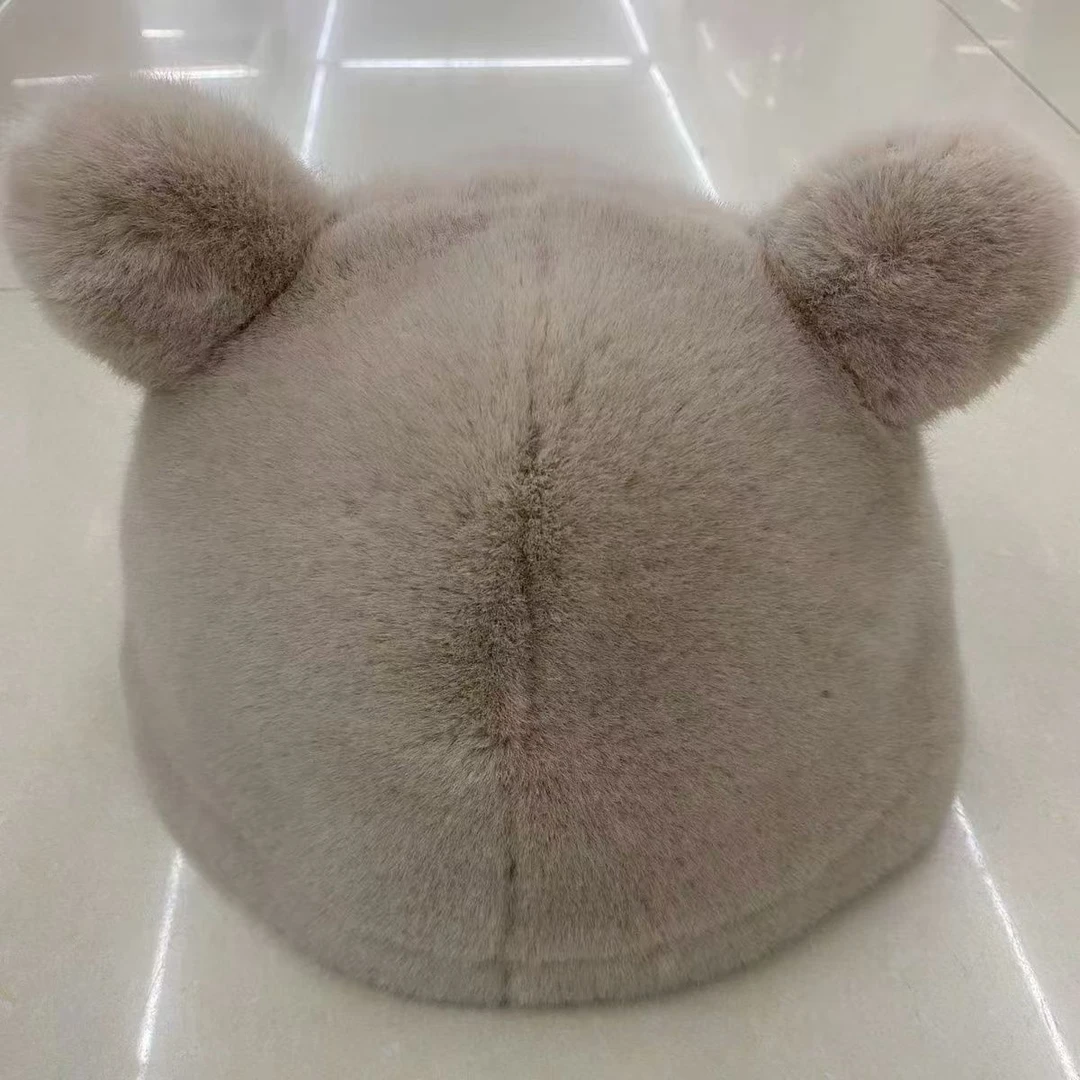 可爱小熊时尚冬季毛绒耳朵洋气帽