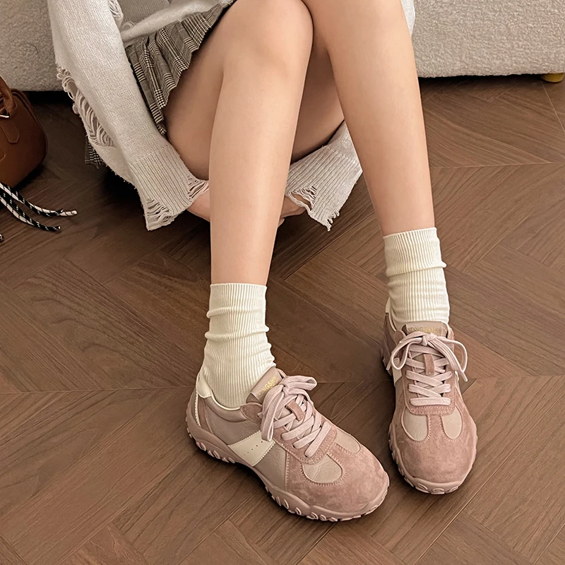 真皮厚底复古德训鞋女2025春季新款老爹鞋休闲百搭阿甘鞋运动鞋子