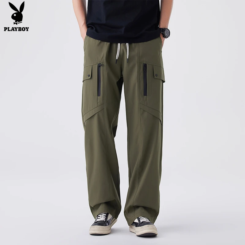 花花公子工装裤男款春秋户外运动宽松大码防刮耐磨直筒休闲裤新款