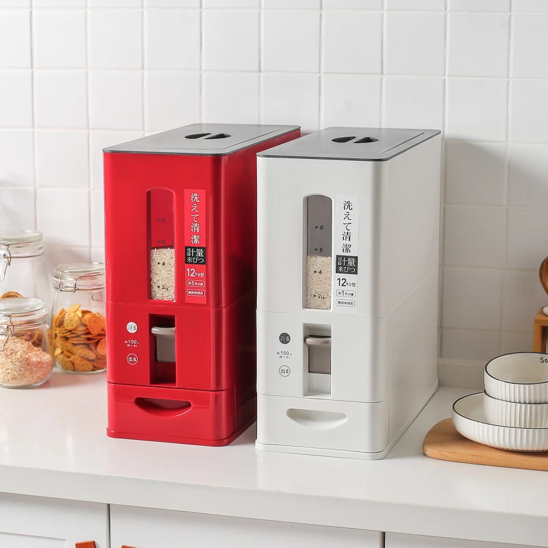 日本计量米桶家用防虫防潮密封食品级米缸12斤24斤装大米储存容器