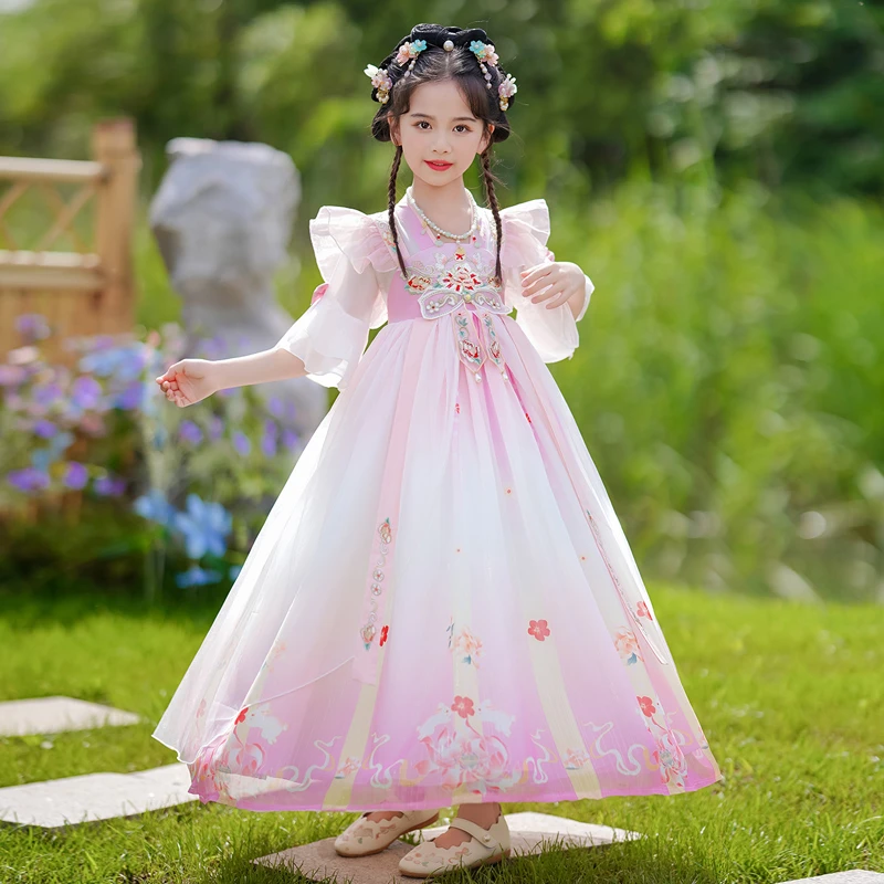 女童汉服夏季新款连衣裙儿童唐装襦裙小女孩超仙洋气中国风古装裙