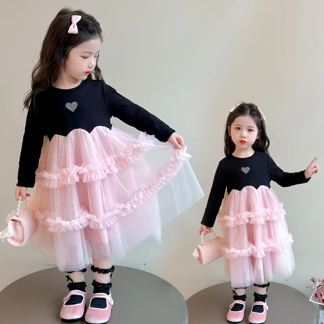 女童连衣裙春秋2025新款洋气儿童小香风纱裙长袖女孩秋装公主裙子